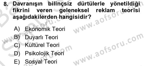 Marka ve Yönetimi Dersi 2016 - 2017 Yılı (Final) Dönem Sonu Sınav Soruları 8. Soru