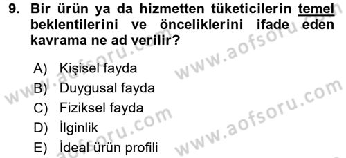 Marka ve Yönetimi Dersi 2016 - 2017 Yılı (Final) Dönem Sonu Sınav Soruları 9. Soru