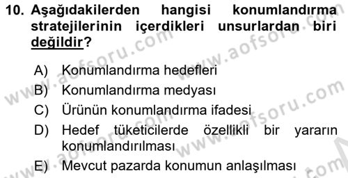 Marka ve Yönetimi Dersi 2018 - 2019 Yılı 3 Ders Sınav Soruları 10. Soru