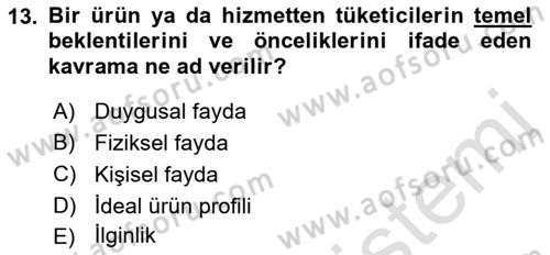 Marka ve Yönetimi Dersi 2018 - 2019 Yılı 3 Ders Sınav Soruları 13. Soru