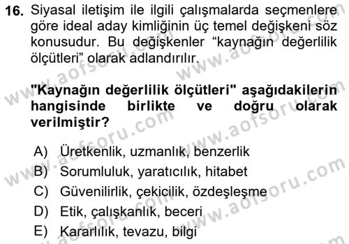 Marka ve Yönetimi Dersi 2018 - 2019 Yılı 3 Ders Sınav Soruları 16. Soru