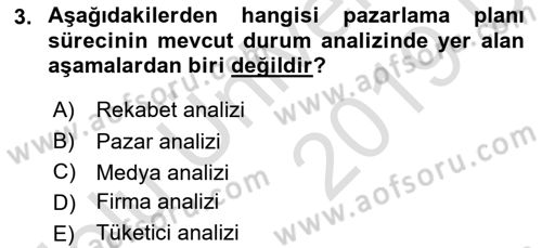 Marka ve Yönetimi Dersi 2018 - 2019 Yılı 3 Ders Sınav Soruları 3. Soru