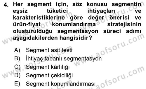 Marka ve Yönetimi Dersi 2018 - 2019 Yılı 3 Ders Sınav Soruları 4. Soru