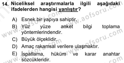 Marka ve Yönetimi Dersi 2018 - 2019 Yılı (Vize) Ara Sınav Soruları 14. Soru