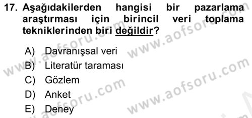 Marka ve Yönetimi Dersi 2018 - 2019 Yılı (Vize) Ara Sınav Soruları 17. Soru