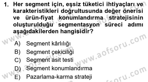 Marka ve Yönetimi Dersi 2018 - 2019 Yılı (Final) Dönem Sonu Sınav Soruları 1. Soru