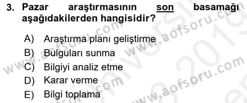 Marka ve Yönetimi Dersi 2018 - 2019 Yılı (Final) Dönem Sonu Sınav Soruları 3. Soru