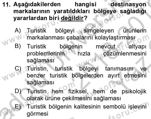 Marka ve Yönetimi Dersi 2018 - 2019 Yılı Yaz Okulu Sınav Soruları 11. Soru