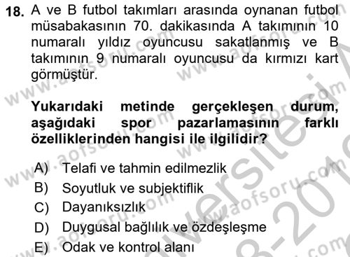 Marka ve Yönetimi Dersi 2018 - 2019 Yılı Yaz Okulu Sınav Soruları 18. Soru