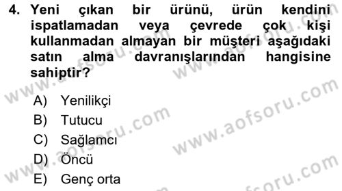 Marka ve Yönetimi Dersi 2018 - 2019 Yılı Yaz Okulu Sınav Soruları 4. Soru
