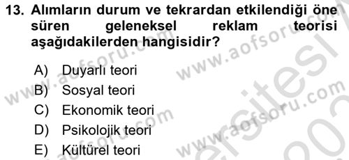 Marka ve Yönetimi Dersi 2020 - 2021 Yılı Yaz Okulu Sınav Soruları 13. Soru