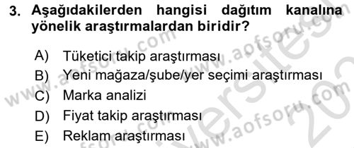 Marka ve Yönetimi Dersi 2020 - 2021 Yılı Yaz Okulu Sınav Soruları 3. Soru