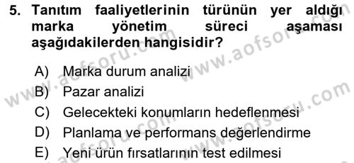 Marka ve Yönetimi Dersi 2020 - 2021 Yılı Yaz Okulu Sınav Soruları 5. Soru