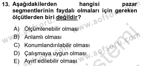 Marka ve Yönetimi Dersi 2021 - 2022 Yılı (Vize) Ara Sınav Soruları 13. Soru