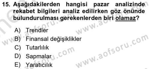 Marka ve Yönetimi Dersi 2021 - 2022 Yılı (Vize) Ara Sınav Soruları 15. Soru