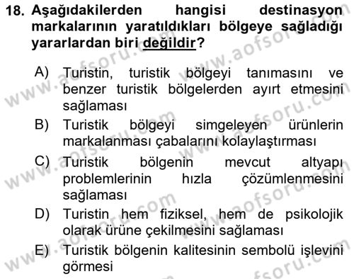 Marka ve Yönetimi Dersi 2021 - 2022 Yılı (Final) Dönem Sonu Sınav Soruları 18. Soru