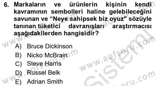 Marka ve Yönetimi Dersi 2021 - 2022 Yılı (Final) Dönem Sonu Sınav Soruları 6. Soru