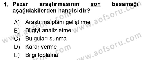 Marka ve Yönetimi Dersi 2021 - 2022 Yılı Yaz Okulu Sınav Soruları 1. Soru