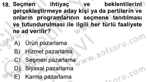 Marka ve Yönetimi Dersi 2021 - 2022 Yılı Yaz Okulu Sınav Soruları 18. Soru