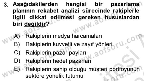 Marka ve Yönetimi Dersi 2021 - 2022 Yılı Yaz Okulu Sınav Soruları 3. Soru