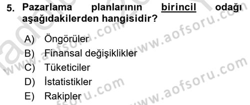 Marka ve Yönetimi Dersi 2021 - 2022 Yılı Yaz Okulu Sınav Soruları 5. Soru