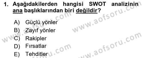 Marka ve Yönetimi Dersi 2023 - 2024 Yılı (Vize) Ara Sınav Soruları 1. Soru