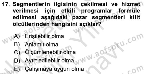 Marka ve Yönetimi Dersi 2023 - 2024 Yılı (Vize) Ara Sınav Soruları 17. Soru