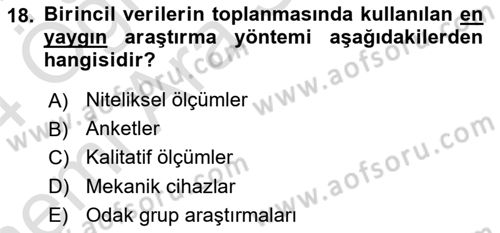 Marka ve Yönetimi Dersi 2023 - 2024 Yılı (Vize) Ara Sınav Soruları 18. Soru