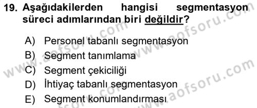 Marka ve Yönetimi Dersi 2023 - 2024 Yılı (Vize) Ara Sınav Soruları 19. Soru