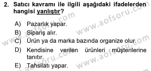 Marka ve Yönetimi Dersi 2023 - 2024 Yılı (Vize) Ara Sınav Soruları 2. Soru