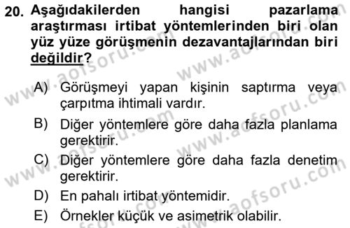 Marka ve Yönetimi Dersi 2023 - 2024 Yılı (Vize) Ara Sınav Soruları 20. Soru