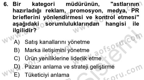 Marka ve Yönetimi Dersi 2023 - 2024 Yılı (Vize) Ara Sınav Soruları 6. Soru