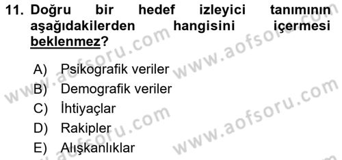Marka ve Yönetimi Dersi 2023 - 2024 Yılı (Final) Dönem Sonu Sınav Soruları 11. Soru