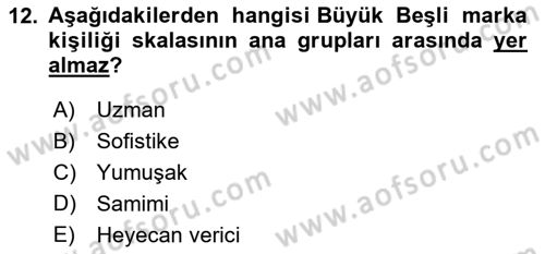 Marka ve Yönetimi Dersi 2023 - 2024 Yılı (Final) Dönem Sonu Sınav Soruları 12. Soru