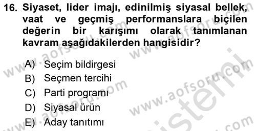Marka ve Yönetimi Dersi 2023 - 2024 Yılı (Final) Dönem Sonu Sınav Soruları 16. Soru