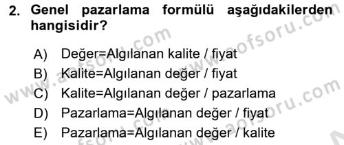 Marka ve Yönetimi Dersi 2023 - 2024 Yılı (Final) Dönem Sonu Sınav Soruları 2. Soru