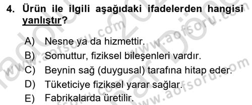 Marka ve Yönetimi Dersi 2023 - 2024 Yılı (Final) Dönem Sonu Sınav Soruları 4. Soru
