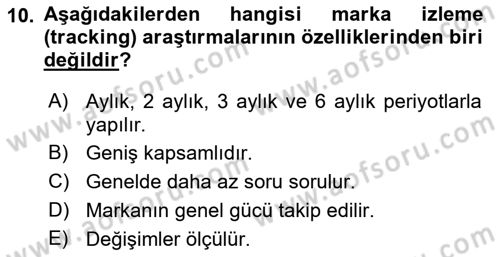 Marka ve Yönetimi Dersi 2023 - 2024 Yılı Yaz Okulu Sınav Soruları 10. Soru