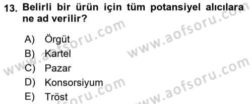 Marka ve Yönetimi Dersi 2024 - 2025 Yılı (Vize) Ara Sınav Soruları 13. Soru