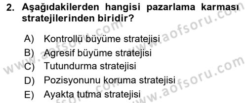 Marka ve Yönetimi Dersi 2024 - 2025 Yılı (Vize) Ara Sınav Soruları 2. Soru