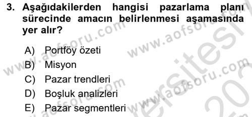 Marka ve Yönetimi Dersi 2024 - 2025 Yılı (Vize) Ara Sınav Soruları 3. Soru
