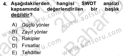 Marka ve Yönetimi Dersi 2024 - 2025 Yılı (Vize) Ara Sınav Soruları 4. Soru