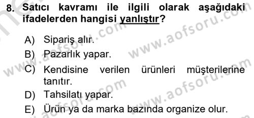 Marka ve Yönetimi Dersi 2024 - 2025 Yılı (Vize) Ara Sınav Soruları 8. Soru