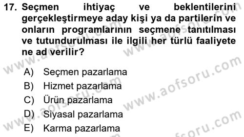 Marka ve Yönetimi Dersi 2024 - 2025 Yılı (Final) Dönem Sonu Sınav Soruları 17. Soru