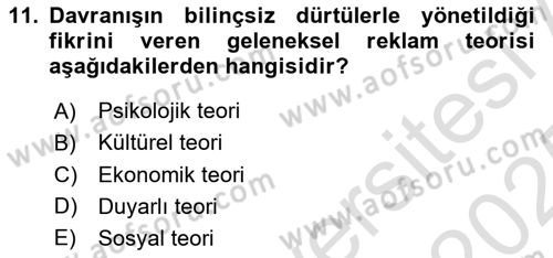 Marka ve Yönetimi Dersi 2024 - 2025 Yılı Yaz Okulu Sınav Soruları 11. Soru