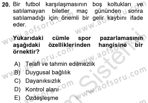Marka ve Yönetimi Dersi 2024 - 2025 Yılı Yaz Okulu Sınav Soruları 20. Soru