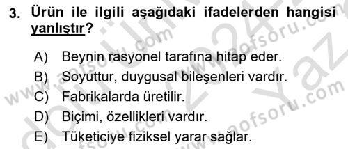 Marka ve Yönetimi Dersi 2024 - 2025 Yılı Yaz Okulu Sınav Soruları 3. Soru