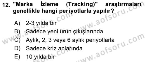 Marka ve Yönetimi Dersi 2025 - 2026 Yılı (Vize) Ara Sınav Soruları 12. Soru