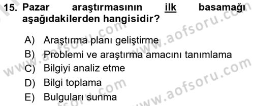 Marka ve Yönetimi Dersi 2025 - 2026 Yılı (Vize) Ara Sınav Soruları 15. Soru