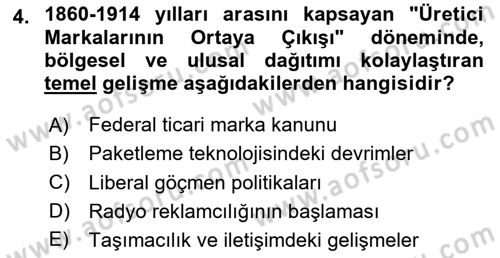 Marka ve Yönetimi Dersi 2025 - 2026 Yılı (Vize) Ara Sınav Soruları 4. Soru